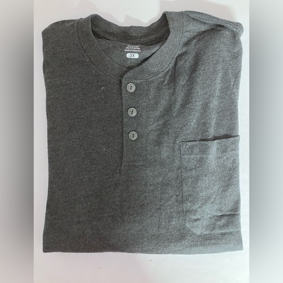 Work n’ Sport Men’ Long Sleeve Pullover Shirt, 2X, Charcoal Gray, NWOT - Picture 2 of 4